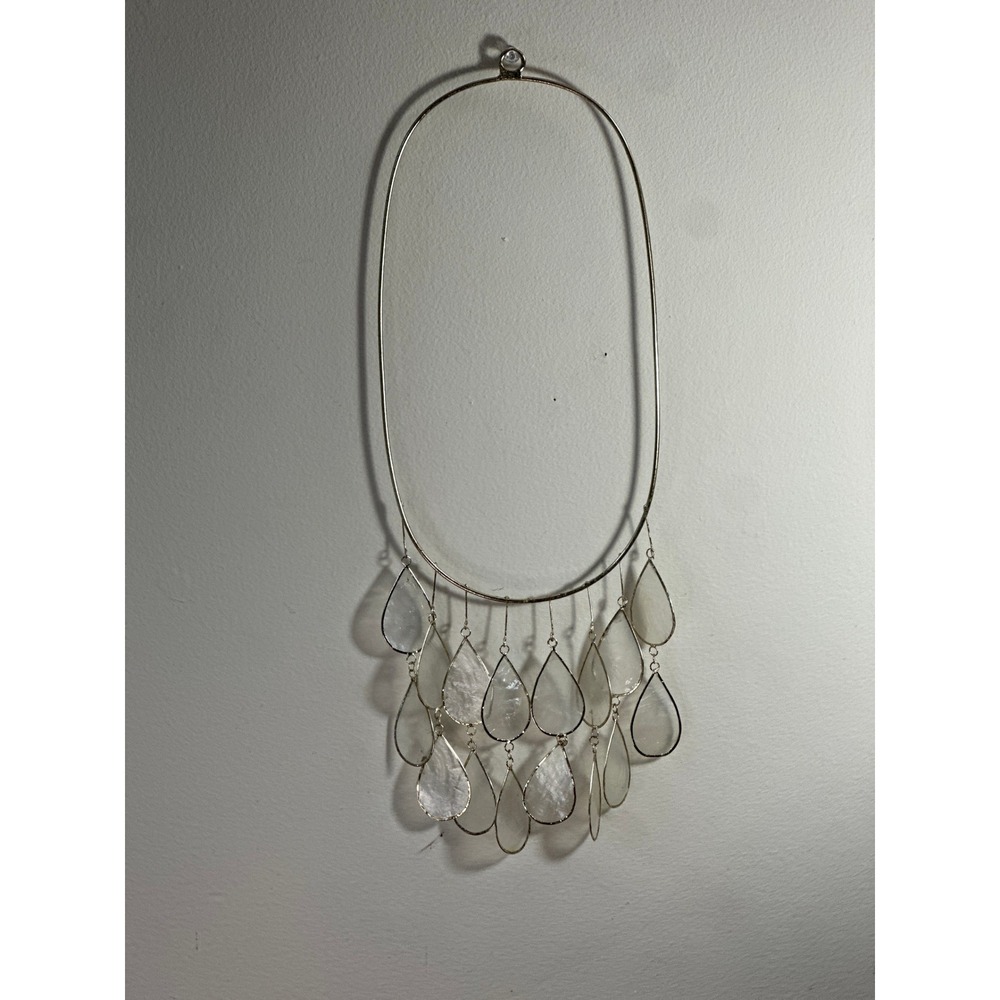 Vintage Capiz Shell Wall Hanging Mobile Chime Teardrop Chandelier Boho Decor 17"